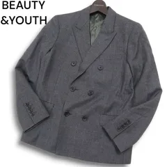 BEAUTY&YOUTH ユナイテッドアローズ 秋冬 ウール100％★ グレンチェック ダブル テーラード ジャケット Sz.S メンズ 灰