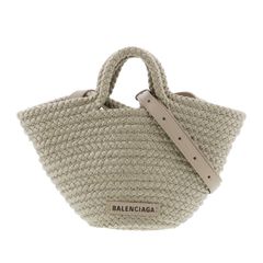 【中古】 BALENCIAGA （バレンシアガ） ｲﾋﾞｻﾞ ｽﾓｰﾙﾄｰﾄ カゴﾊﾞｯｸﾞ ﾊﾞｽｹｯﾄ バッグ カーキ Khaki 2WAY 742205 used:AB