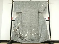 作家もの　訪問着　梅　たたき染　流水　着物　035w 作家もの 訪問着 梅 たたき染 流水 着物 035w