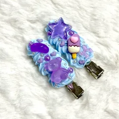 【No.94】前髪クリップ ホイップデコ 水色