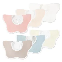 【在庫処分】回転使用エプロン 赤ちゃん 360度回転可 スナップボタン 花びら型 柔らかい 食事用スタイ 吸水速乾 防水シート入り 女の子 綿 二重ガーゼ 男の子 4層構造 6枚セット 保育園用 スタイ ビブ 出産のお祝いギフト ベビー よだれかけ マルチカラ