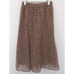 ◇ Samansa Mos2 blue ウエストゴム 総柄 ロング フレア スカート サイズ F ブラウン マルチ レディース  【中古】 【1204120002305】