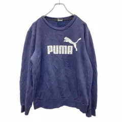 PUMA プリントスウェット トレーナー Mサイズ プーマ ネイビー 古着卸 アメリカ仕入 t2406-3167