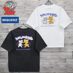 新品 メンズ トムとジェリー TOM&JERRY トムジェリ SEQUENZ シークエンズ コラボ 半袖 Tシャツ 半袖Tシャツ ティーシャツ バック サガラ刺繍 ジェリー タフィ プリント ユニセックス レディース 白 ホワイト 黒 ブラック