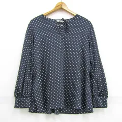 セオリーリュクス ブラウス 長袖 ドット柄 シャツ トップス 日本製 レディース 38サイズ ネイビー系 theory luxe 【中古】