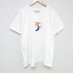 XL/古着 半袖 ビンテージ Tシャツ メンズ 90s 星 刺繍 大きいサイズ コットン クルーネック 白 ホワイト 25jul07 中古
