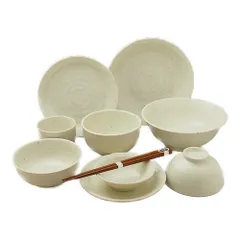 新品 食器のお店『on the table』 11年間の一人暮らし生活のすえ、とりあえず必要な食器を考えました！和にも洋にも使える優しい雰囲気の1人用 白い食器10点セット 069437