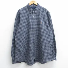 XL/古着 ラルフローレン 長袖 ブランド シャツ メンズ ワンポイントロゴ オックスフォード 大きいサイズ ロング丈 コットン ボタンダウン 