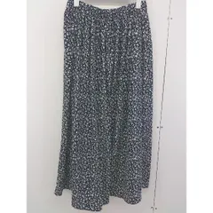 ◇ Techichi TERRASSE テチチ 総柄 ウエストゴム ロング フレア スカート サイズF ブラック ホワイト レディース  【1204250001988】