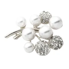 【シルバー × ワンサイズ】[Cream dot. クリームドット公式] ブローチ フォーマル 卒業式 卒園式 入学式 入園式 ママスーツ コサージュ パール キュービックジルコニア ビジュー パヴェボール ピン 華やか 大人 上品 エレガント