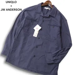 【新品 未使用】 UNIQLO × JW ANDERSON ユニクロ JWアンダーソン 通年 ツイル ワーク シャツ 長袖 Sz.M メンズ 紺 ネイビー