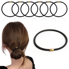 【特価商品】ゴム 6本セット ヘアアクセサリー 髪留め 跡がつかないヘアゴム 髪ゴム 輪ゴム 黒 黒 大人 おしゃれ 韓国風 ヘアゴム シンプル ヘアリング Fuyunohi よく伸びる 黒ゴム