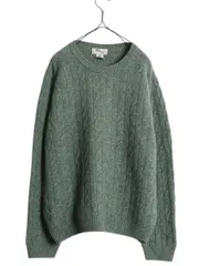 【お得なクーポン配布中!】 90s スコットランド製 エルエルビーン ラム ウール ケーブル ニット セーター メンズ L / オールド LLBEAN 無地 クルーネック ミドルゲージ