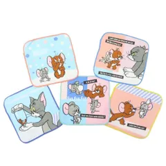 【メール便】トムとジェリー ミニタオル ミニタオル5枚組 カラフルワールド ワーナーブラザース 丸眞 はんかちタオル5枚セット 入園入学準備雑貨 キャラクター グッズ 