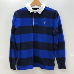 Polo by Rauren/ポロバイラルフローレン ラガーシャツ キッズ エース ボーダー ポニー刺繡 90’s インド製 メンズ L(14+6) ブルー/ブラック