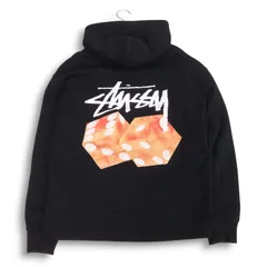 Stussy サイコロロゴ 黒パーカー 海外限定 ステューシー Stussy サイコロ パーカー XL ファイヤー