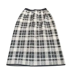 Z1444 les sportiqe ヴィンテージ　チェックスカート　ツイード地　クラシカル　レディース
