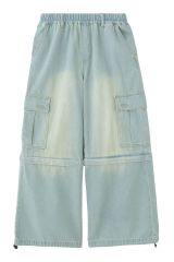 X-girl エックスガール 105252031008 FADED 2WAY WIDE LEG CARGO PANTS 2WAY ワイドレッグカーゴパンツ LtINDIGO 正規通販 レディース