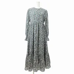 アースミュージック&エコロジー EARTH MUSIC & ECOLOGY 美品 近年 ワンピース ロング 長袖 小花柄 フリル F 緑 1115 ■GY09