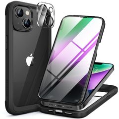 Miracase iPhone14 用 ケース スマホケース iphone14 用 全身バンパー 9H 強化ガラス 6.1インチ フルカバー 360°保護 ワイヤレス充電対応 黒