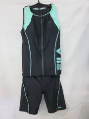 レディース水着　FILA　フィラ　ラン型フィットネス水着　セパレート　ノースリーブ 　グレー×ミント　9Mサイズ