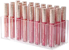 ColorfylCoco(カラフィルココ) 口紅収納 リップ収納ケース アクリル 透明 クリアー リップスティックスタンド 24本収納 メイク小物 収納ボックス リップケース ストレート形状タイプ(クリアー)