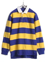 【お得なクーポン配布中!】 90s ポロ ラルフローレン ボーダー 長袖 ラガーシャツ キッズ L メンズ S 程/ 90年代 POLO 長袖シャツ ラグビー ヘビーウェイト ポニー刺繍