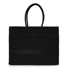 サルヴァトーレフェラガモ トートバッグ ファブリック ブラック 黒 ゴールド金具 213985 Salvatore Ferragamo（美品）