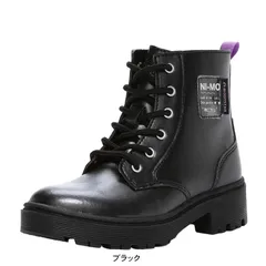 ブーツ キッズ ジュニア 女の子 厚底 ダットスニーカー おしゃれ カワイイ ジッパー レースアップ 子供 靴 ニーモ  NI-MO ムーンスター tmnmj119 ブラック 24.5cm
