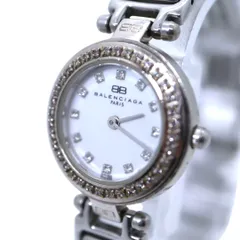 良品✨バレンシアガ 腕時計 12Pダイヤ ストーンベゼル クォーツ 銀 稼働品 ☆ BALENCIAGA バレンシアガ ストーンベゼル 12Pダイヤ