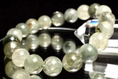 【１点物】希少カラー◇庭園水晶 グリーンアンフィボールインガーデンクォーツ　10.5mm　ブレスレット パワーストーン 天然石 _MA7326