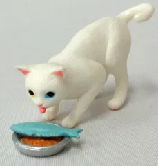 【中古】トレーディングフィギュア 2.白(オッドアイ/おさかなパーツ付き) 「猫ごはん おかわり!」