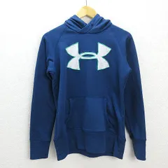 T■アンダーアーマー/UNDER ARMOURビッグロゴ/スウェットパーカー■紺【レディースMD】LADIES【中古】