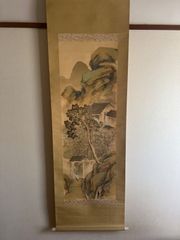 水墨画 山水風景 署名あり 紙本肉筆 大幅の山水 - メルカリ