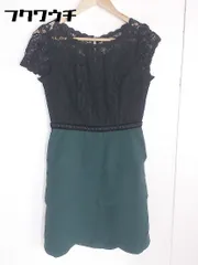 ◇ Apuweiser-riche バックジップ レース 半袖 ミニ ワンピース サイズ1 グリーン ブラック レディース  【1002800464999】