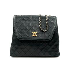 【美品】CHANEL　シャネル　ショルダーバック　マトラッセ　ラムスキン　ターンロック　台形　チェーンショルダー　ブラック