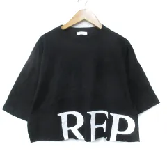 リプレイ REPLAY カットソー Tシャツ ショート丈 半袖 クルーネック ロゴプリント F 黒 白 ブラック ホワイト /FF16 ■GY12のサムネイル