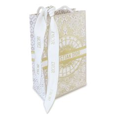 ディオール DIOR 紙袋 正規店 ペーパーバッグ ショッパー リボン付き ホワイト×ゴールド 14.5×22.5×8cm【ブランド付属品】【紙袋】【メール便】(ec)