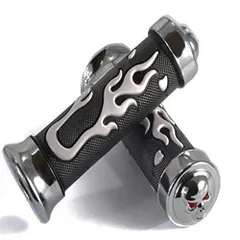 【最短発送】Szmsmy ガイコツ バイク グリップ 25mm メッキ 左右セット スカル バーエンド