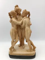 【K-1260】 A SANTNI 大理石 ギリシャ神話 三美神像 裸婦像 西洋彫刻 ITALY サンティーニ 43cm