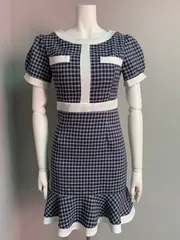 1089 DAZZY デイジー　キャバクラ　ドレス　ツイード　チェック柄　タイト　ミニ　キャバドレス　S