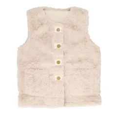 ☆ アイボリー ☆ Mサイズ ☆ ボアベスト kvest18 ベスト レディース ボアベスト ジレ アウター 羽織り 上着 ショート丈 秋冬 おしゃれ ノースリーブ 防風 防寒 前開き 前ボタン クルーネック ポケット付き 暖かい ゆったり ふわふわ もこもこ