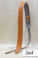 ハンドメイド＆国内生産 ギターストラップ　革(Genuine Leather Guitar Strap)　素上げキャメル