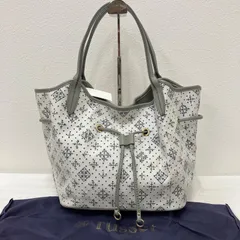 5190　russet　ラシット　トートバッグ　パンチングレザー　 レザー　モノグラム　総柄　ホワイト×グレー系　保存袋付き　レディース
