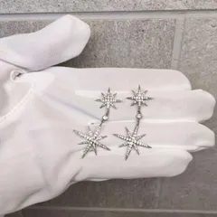 【S925刻印あり】八芒星 星 揺れ スターリングシルバー 2連 プレゼント