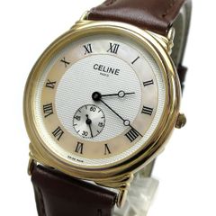 セリーヌ ゴールドラウンド メンズ スモセコ シェル文字盤 H2903-3 時計 CELINE クォーツ 稼動品