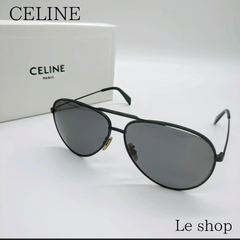【付属品付】CELINE セリーヌ サングラス アビエーター 61□12 145 ブラック CL40062U メンズ 中古