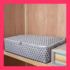 【スタッフおすすめ！】アストロ 収納ケース 敷布団用 ホワイト 麻の葉柄 不織布 折りたたみ 持ち手付き 850-10