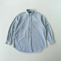 90s ラルフローレン  シアサッカー ボタンダウンシャツ　BLAIRE 刺繍ロゴ　Polo by Ralph Lauren Seersucker stripe BDshirt Lsize J1789