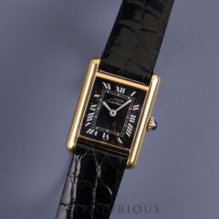 カルティエ マストタンクSM 手巻き Cal.78-1 925 革 純正尾錠（GP）ブラックローマン文字盤 オーバーホール済み